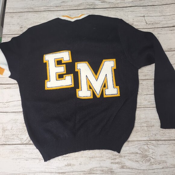 Vintage 1980's School Uniform V Neck Black Sweater EM Men Size Large - Picture 6 of 7